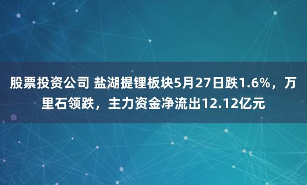 股票投资公司 盐湖提锂板块5月27日跌1.6%，万里石领跌，主力资金净流出12.12亿元