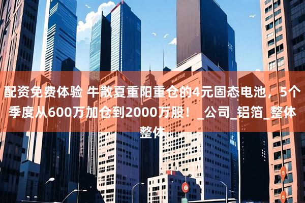 配资免费体验 牛散夏重阳重仓的4元固态电池，5个季度从600万加仓到2000万股！_公司_铝箔_整体