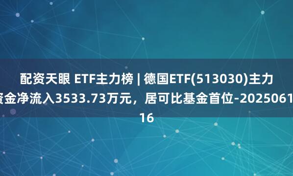 配资天眼 ETF主力榜 | 德国ETF(513030)主力资金净流入3533.73万元，居可比基金首位-20250616